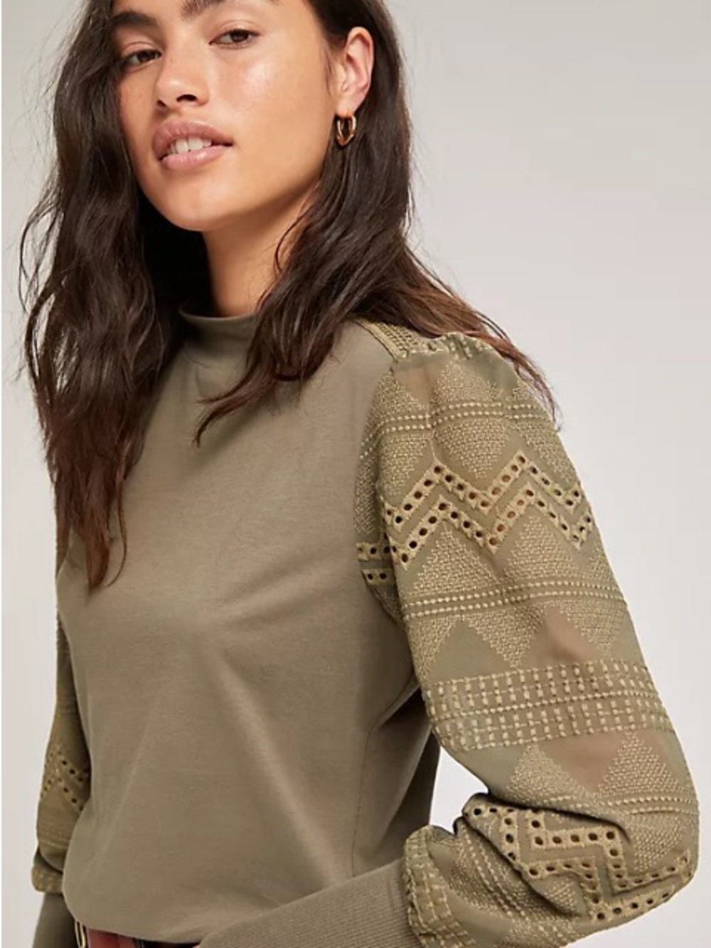 NWOT Anthropologie Tiny Helen Lace Mock Neck Top Size M